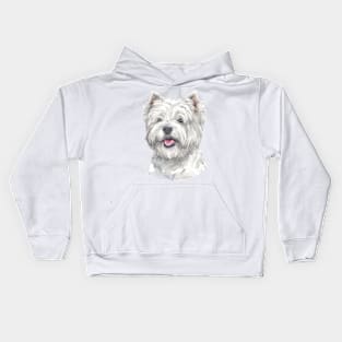 Cute West Highland White Terrier Watercolor Art Kids Hoodie